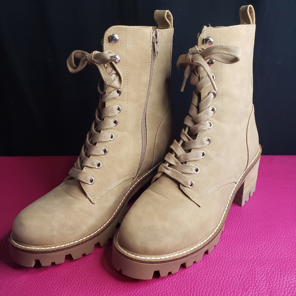 DV by Dolce Vita 'Madey' Lug Sole Combat Boots in Sand Color - Women's size 7. 5